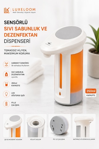 Luxeloom Sensörlü Otomatik Sıvı Sabun Ve Dezenfektan Dispenseri 350ml Diğer Luxeloom Sensörlü Otomatik Sıvı Sabun Ve Dezenfektan Dispenseri 350ml Diğer