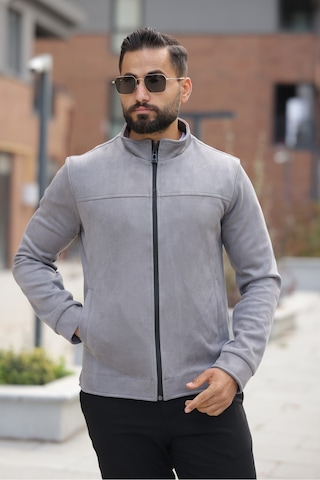 Basic Baharlık Süet Ceket - Sade Ve Şık Stil Gri Süet