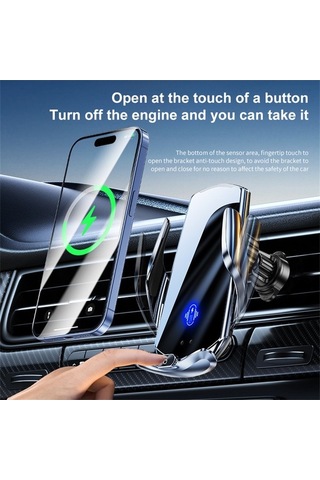 Tongxida Q15 Araç Hava Ulaşım Manyetik Kablosuz Şarj Telefon Tutucu Siyah Siyah