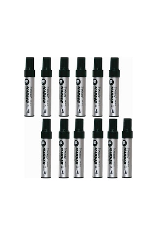 Siyah Permanent Markör Marker Kesik Uçlu Koli Kalemi Siyah 10 mm Mr-6010 12 Adet