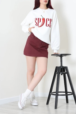 Modi Quzu Baskılı Sweatshirt Beyaz - 75366.2002. 2beyaz