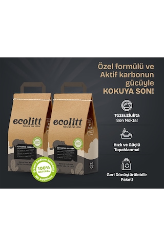 Toi Moi Ecolitt Ultra Koku Hapseden Kraft Pakette Topaklanan Kahverengi Bentonit Aktif Karbonlu Kedi Kumu 2 x 8 KG