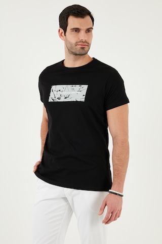 Buratti Pamuklu Slim Fit Bisiklet Yaka Baskılı Erkek T Shirt 541Tolive Siyah