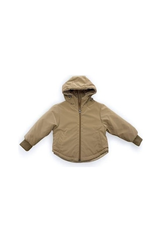 Kız Çocuk İçi Kadife Cepli Mont-15187 Bej