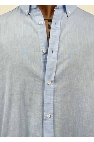Zaee Oversize Dökümlü Keten Gömlek Baby Blue