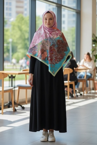 Deserto Fashion Saf İpek Twill Eşarp - Özel Tasarım Tok Duruşlu 90x90-1693 Çok Renkli