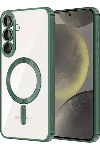 Samsung Galaxy S26 Plus Uyumlu Kılıf Kamera Lens Koruyuculu Magsafe Özellikli Telefon Kılıfı Kapak Koyu Yeşil