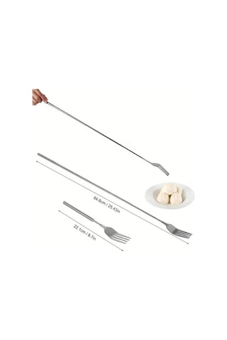 Trendooze Cloud011 Gümüş Barbekü Alet Seti 25,4 Ayar Paslanmaz Çelik Katlanır Çatal Forku Gümüş
