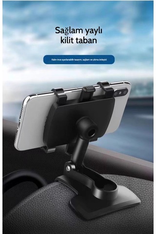 Snapbuy Telefon Araç Tutacağı - Konsol, Torpido Veya Aynaya Takılan, Çok Yönlü, Evrensel Sabitleyici. Siyah