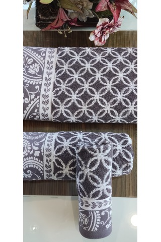 El Ve Yüz Havlusu Hediyeli 1adet Bukle Coton 70x140 Cm. Banyo Havlusu Mürdüm