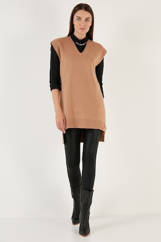 Lela V Yaka Arkası Uzun Triko Bayan Süveter 4616082Y Camel