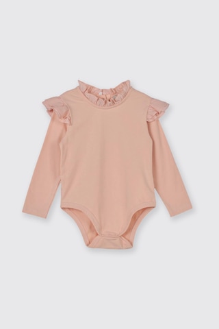 Panço Kız Bebek Fırfır Detaylı Uzun Kollu Pudra Body 3869754