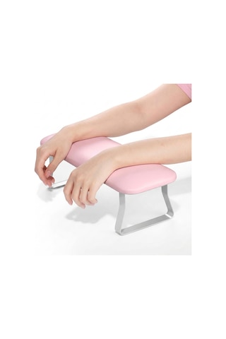 Düz Metal Ayaklı Ergonomik Manikür Sehpası Pembe Manikür Kol Desteği H9p