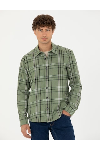 Pierre Cardin Erkek Haki Desenli Gömlek 50276542-vr027 Haki