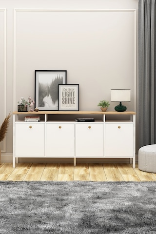 Remy Konsol Ahşap Kulplu Sepet-beyaz Sepet-beyaz