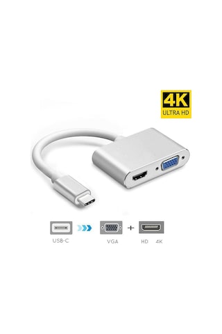 Vaorlo Usbc Hdmı 4k 30hz Vga Hub Adaptörü Usb 3.1 Tip C Usb-c Macbook Pro Uyumlu Vga 1080p Hdtv Ses Video Dönüştürücüleri