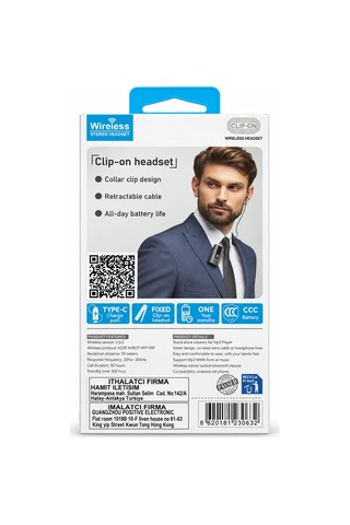 Makaralı Wireless Klipsli Kulaklık - Led Göstergeli 50 Saat - K92