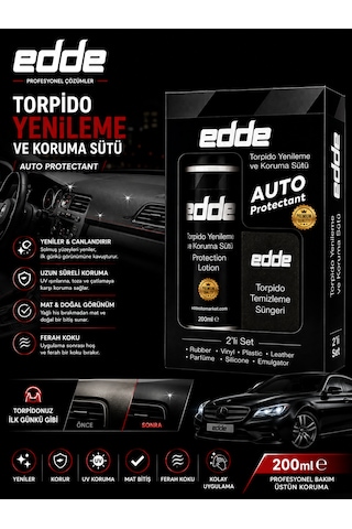 Edde Araba Araç Oto Torpido Koruyucu Koruma Ve Yenileme Sütü Ve Temizleme Süngeri 250ml