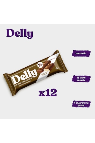 Delly Cappuccino Aromalı Çikolata Kaplı Yüksek Protein Bar 12 x 40 G