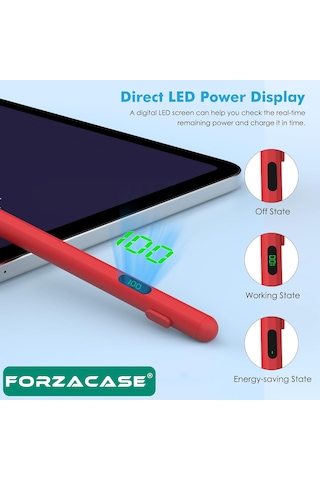 Forzacase Apple Uyumlu iOS Android Tablet Ve Telefonlar İle Led Göstergeli Dokunmatik Kalem Kırmızı - Fc1161 Kırmızı