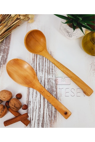 Ahşap Tahta Mutfak Kaşık Seti 2 Parça Kayın Şimşir Ağacı 2-2