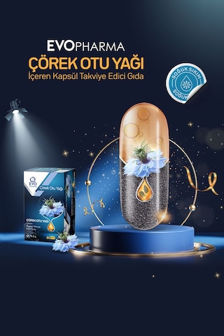Evopharma Çörek Otu Yağı İçeren Kapsül Takviye Edici Gıda 60 Kapsül