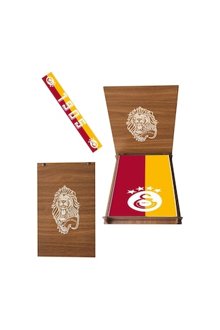 Galatasaray Lisanslı 1905 Şal Atkı Aslan Ahşap Kutulu