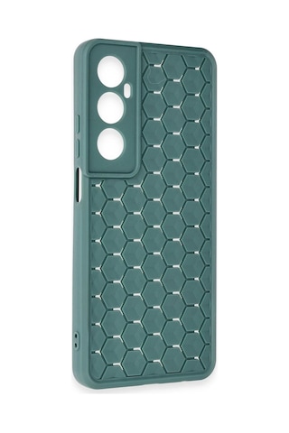 Uryport Realme C65 Kılıf Petek Silikon Kapak - Koyu Yeşil