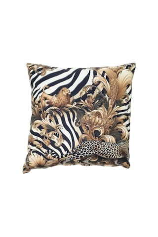 İçi Dolu Krep Örgü Üzerine Dijital Baskılı Kırlent 45x43 Cm Leopar Desenli Dekoratif Yastık Çok Renkli