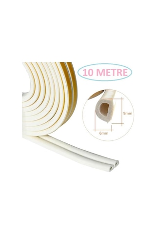 Beyaz Pencere Yalıtım Süngeri Fitili 10 Metre Yapışkanlı Pimapen Kapı Fitili Cam Bandı Sızdırmazlık Fitili 10 M
