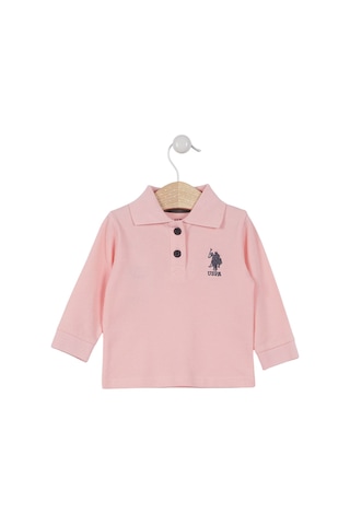 U.S. Polo Assn. Lisanslı Classic Bebek Uzun Kol Yakalı Sweatshirt Somon