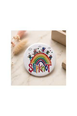 Slipknot Rainbow Tasarımlı Metal Rozet Retro Kawaii Rock Band 58 Mm Çanta Ceket Rozeti Çok Renkli