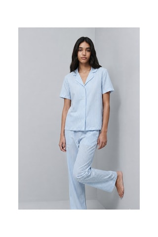 Fit Women Standart Boy Elastanlı Mavi Pijama Takımı