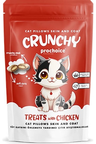 Pro Choice Crunchy Skin & Coat Tüy Kaybını Önlemeye Yardımcı Tavuklu Kedi Ödül Maması 60 G