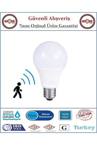 Cata Harekete Duyarlı Sensörlü Led Ampül 12 Watt - Beyaz 1 Ad
