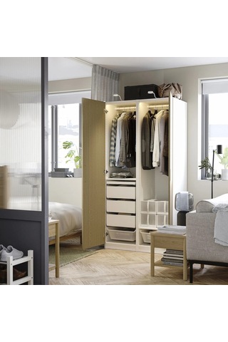 Ikea Beyaz Geniş Kapaklı Gardırop 100x60x201 Cm