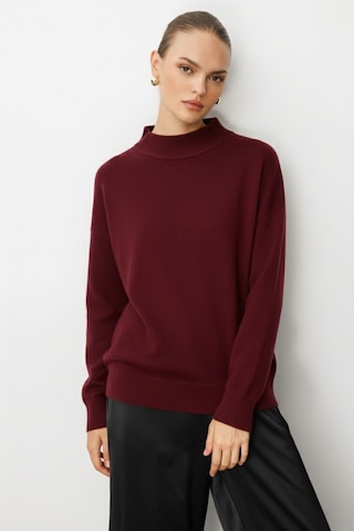 Mizalle Basic Yarım Balıkçı Bordo Triko Kazak Bordo