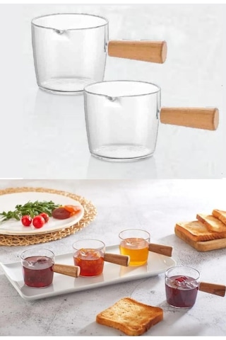 Flosoft Ahşap Detaylı 4'lü Tuzluk ve Sosluk Seti