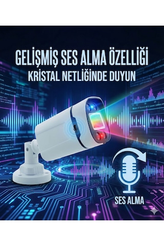 Gece Renkli Sesli Kamera 5mp Sony Seculensli 1080p Full Hd Ahd Güvenlik Kamerası - 4x Ultra Warm Led Colorvu - Pl