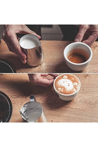 Paslanmaz Çelik Süt Potu - Kahve Potu - Pitcher Sütlük - Süt Köpürtücü - Köpürtme Kabı - 1000 Ml