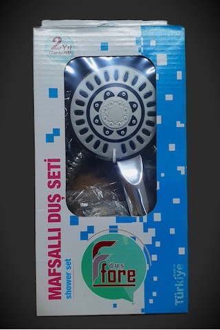 Fore Maf 205-0 Mafsallı Duş Seti - 3 Fonksiyonlu El Duşu + 150cm Spiral Hortum - Krom + Askı Beyaz - Krom