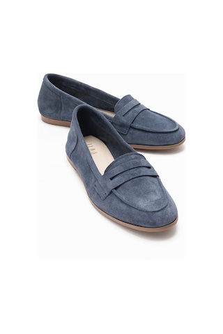 Luvishoes F02 Kot Süet Kadın Babet Mavi