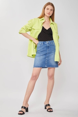 Kadın Açık Mavi Jean Midi Etek 16S100-1