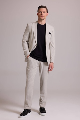 Erkek Bej Slim Fit Çizgili Tek Düğmeli Jogger Pantolonlu Takım El