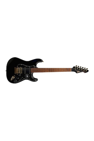 Peavey Raptor Lightning Bolt St 60th Hss Stratocaster Elektro Gitar Gold Hardware - Black