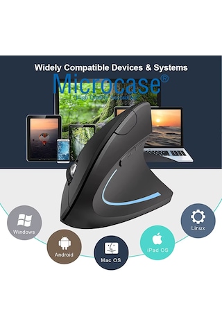 Pilli Dikey Ergonomik Kablosuz Mouse 800/1200/1600 Dpı Al5177