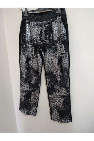Anne Moda Ankara Kadın, Yüksek,bel,esnek,şık,ışıltılı,büyük Beden Pantolon Gri - Siyah