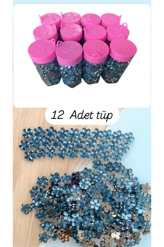 Delikli Nakış Dikiş Tasarım Boncuğu Mavi 16 Paket