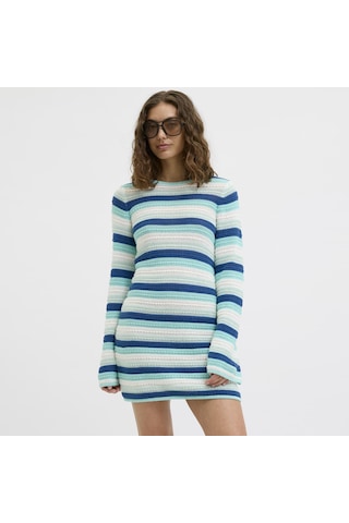Jack & Jones Kadin Sifir Yaka Uzun Kollu Örgü Elbise - Rory - 12275508 Aqua Sky