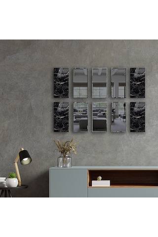 Dekor Camı | Granit Desenli Cam ve Füme Ayna | 10'lu Takım